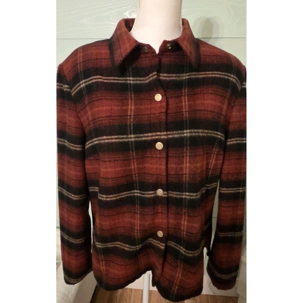 Evan-Picone Jacket Wool Blend Women's Size 12 Plaid Snap Up Vtg
